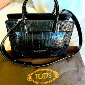 JP Tod’s Mock Croc Handbag with single adjustable strap.